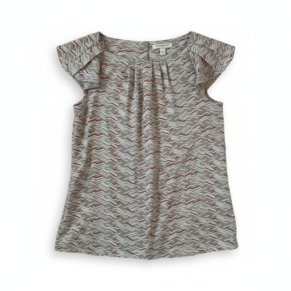 BANANA REPUBLIC Womens Flutter Sleeve Blouse Top Gray Small Career Preppy Retro